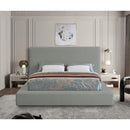 Meridian Devin Grey Linen Textured Fabric Queen Bed IMAGE 4