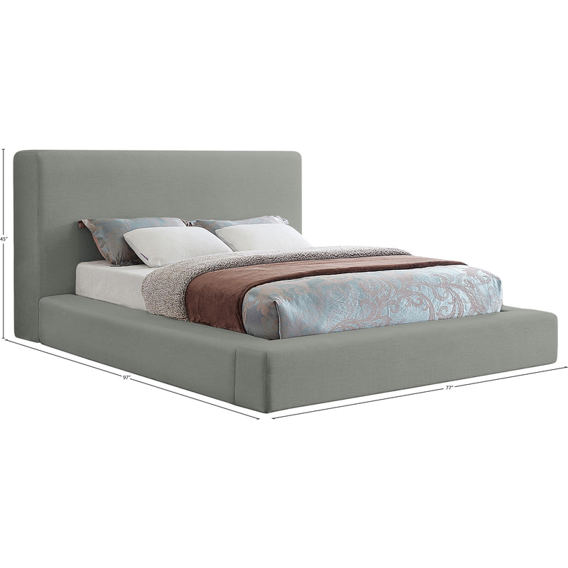 Meridian Devin Grey Linen Textured Fabric Queen Bed IMAGE 7