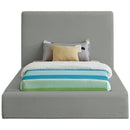 Meridian Devin Grey Linen Textured Fabric Twin Bed IMAGE 3