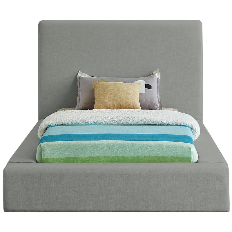 Meridian Devin Grey Linen Textured Fabric Twin Bed IMAGE 3