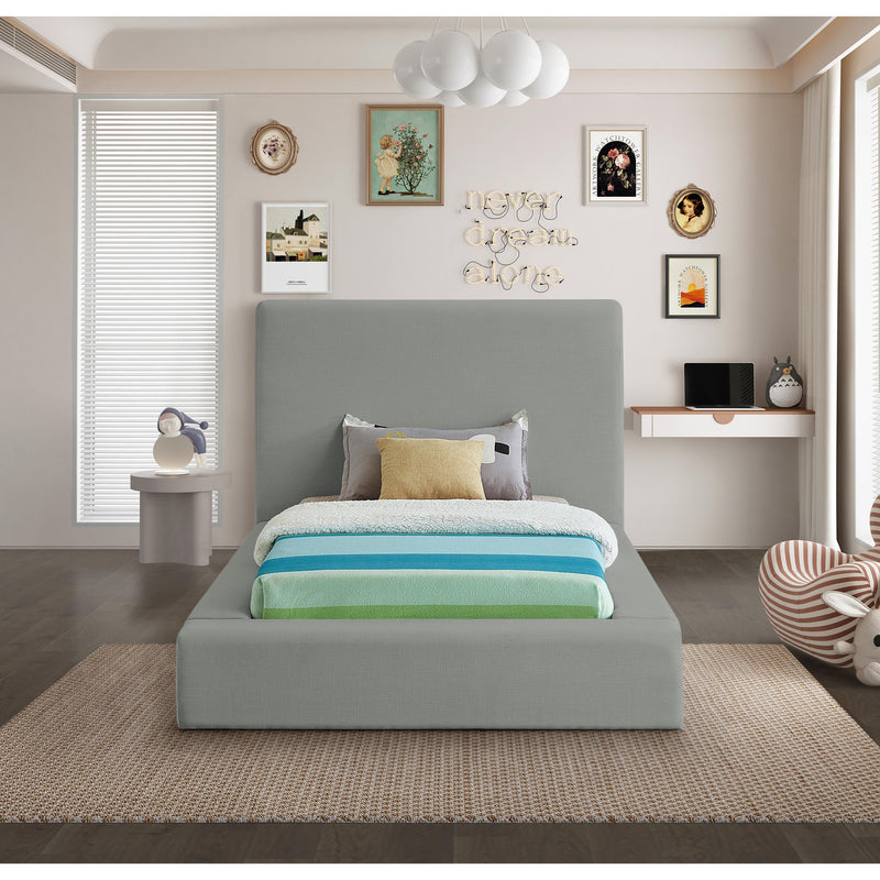 Meridian Devin Grey Linen Textured Fabric Twin Bed IMAGE 4