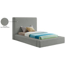 Meridian Devin Grey Linen Textured Fabric Twin Bed IMAGE 8