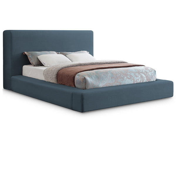Meridian Devin Navy Linen Textured Fabric King Bed IMAGE 1