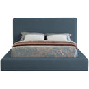 Meridian Devin Navy Linen Textured Fabric King Bed IMAGE 3