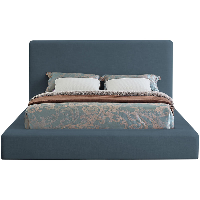 Meridian Devin Navy Linen Textured Fabric King Bed IMAGE 3