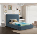 Meridian Devin Navy Linen Textured Fabric Twin Bed IMAGE 2