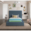 Meridian Devin Navy Linen Textured Fabric Twin Bed IMAGE 4