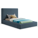 Meridian Devin Navy Linen Textured Fabric Twin Bed IMAGE 7