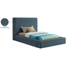 Meridian Devin Navy Linen Textured Fabric Twin Bed IMAGE 8