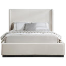 Meridian Flynn Beige Linen Textured Fabric Full Bed IMAGE 3