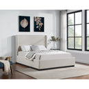 Meridian Flynn Beige Linen Textured Fabric King Bed IMAGE 2