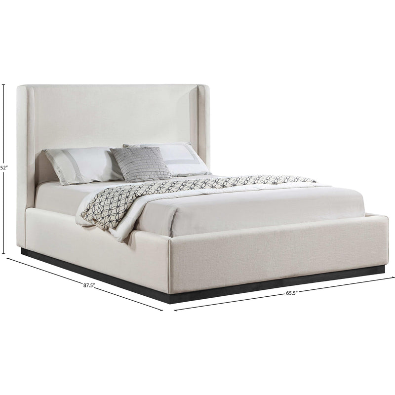 Meridian Flynn Beige Linen Textured Fabric Queen Bed IMAGE 8