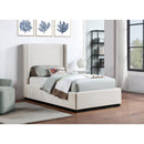 Meridian Flynn Beige Linen Textured Fabric Twin Bed IMAGE 2