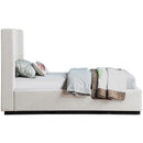 Meridian Flynn Beige Linen Textured Fabric Twin Bed IMAGE 4