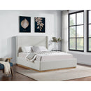 Meridian Flynn Cream Linen Textured Fabric Full Bed IMAGE 2