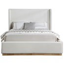 Meridian Flynn Cream Linen Textured Fabric Full Bed IMAGE 3