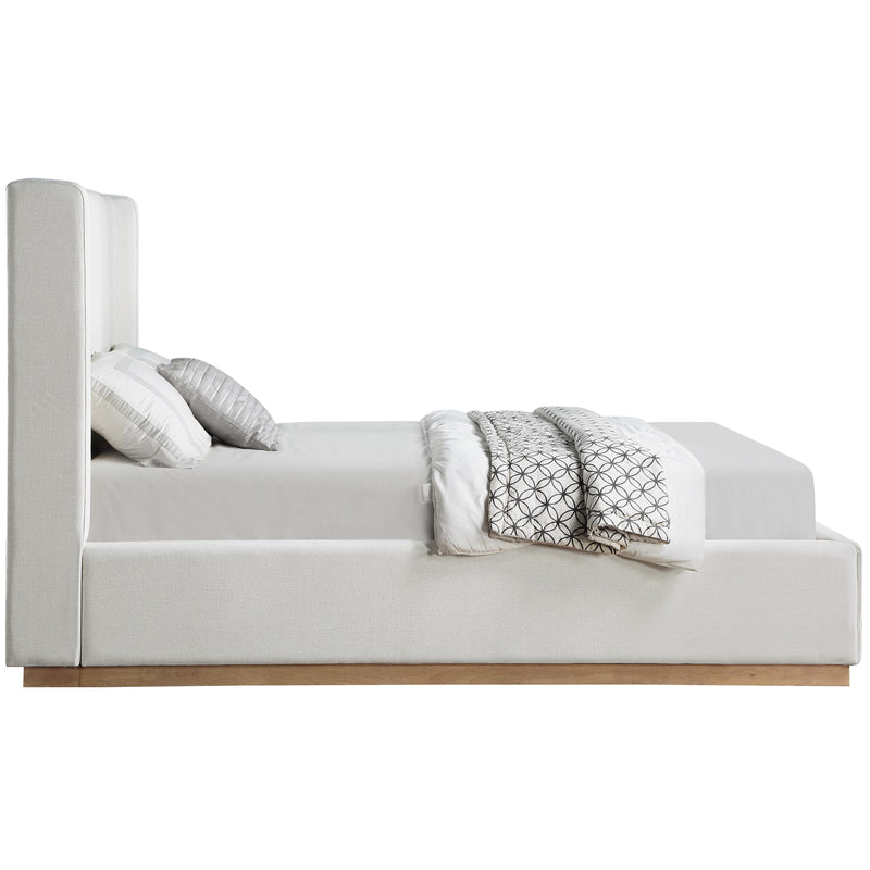 Meridian Flynn Cream Linen Textured Fabric King Bed IMAGE 4