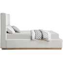 Meridian Flynn Cream Linen Textured Fabric Queen Bed IMAGE 4