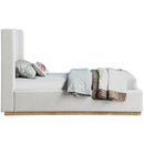 Meridian Flynn Cream Linen Textured Fabric Twin Bed IMAGE 4