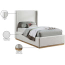 Meridian Flynn Cream Linen Textured Fabric Twin Bed IMAGE 9