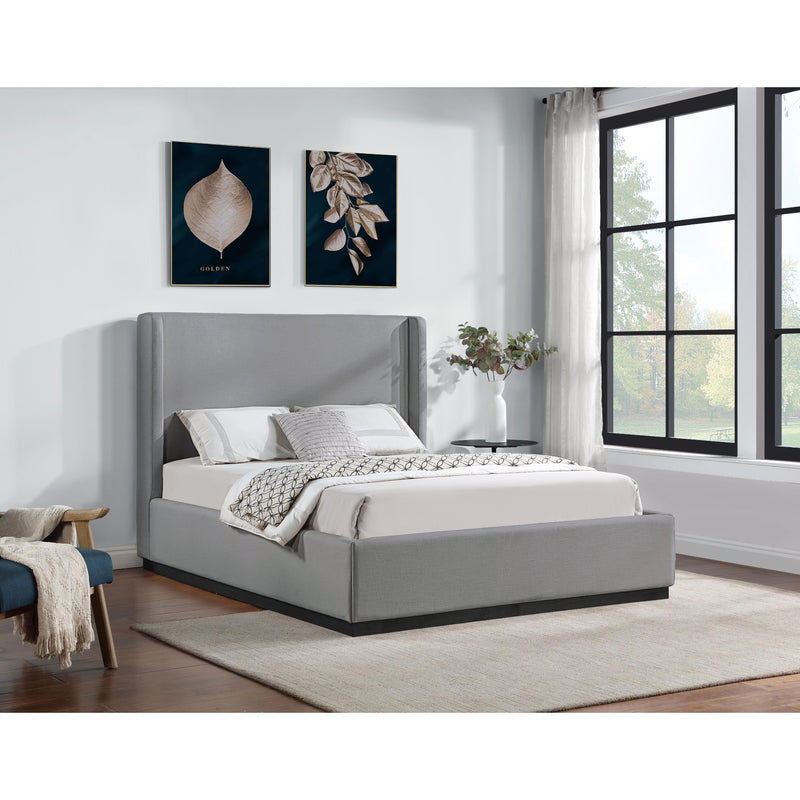 Meridian Flynn Grey Linen Textured Fabric Full Bed IMAGE 2