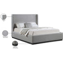 Meridian Flynn Grey Linen Textured Fabric Full Bed IMAGE 9