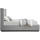 Meridian Flynn Grey Linen Textured Fabric King Bed IMAGE 4