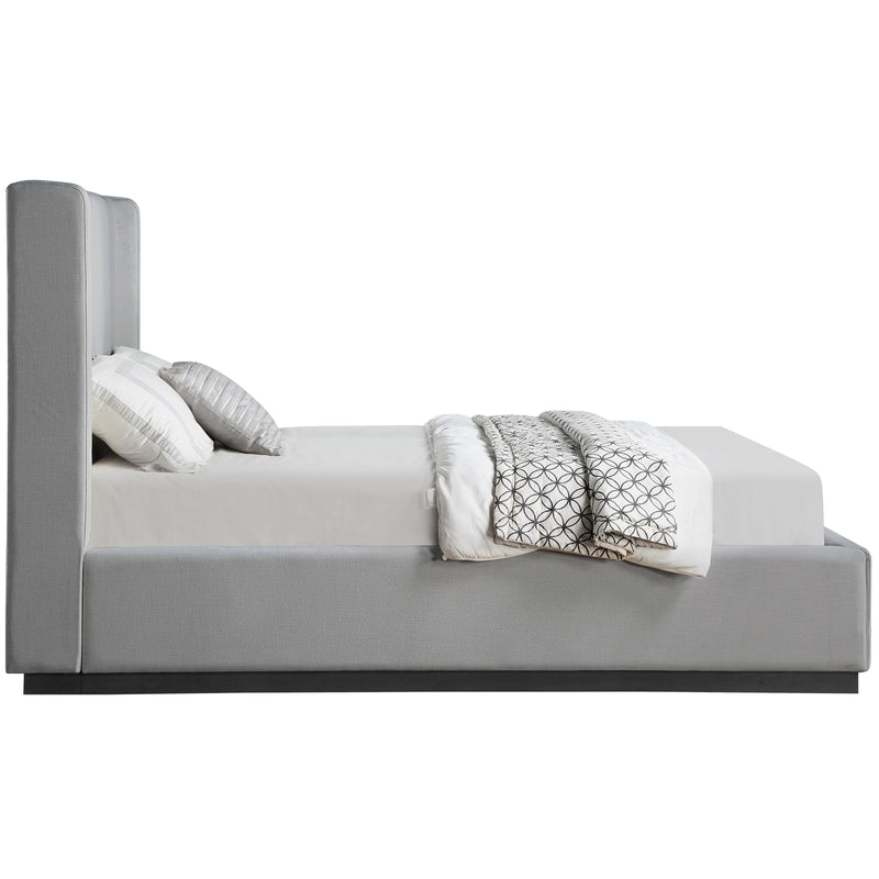 Meridian Flynn Grey Linen Textured Fabric King Bed IMAGE 4