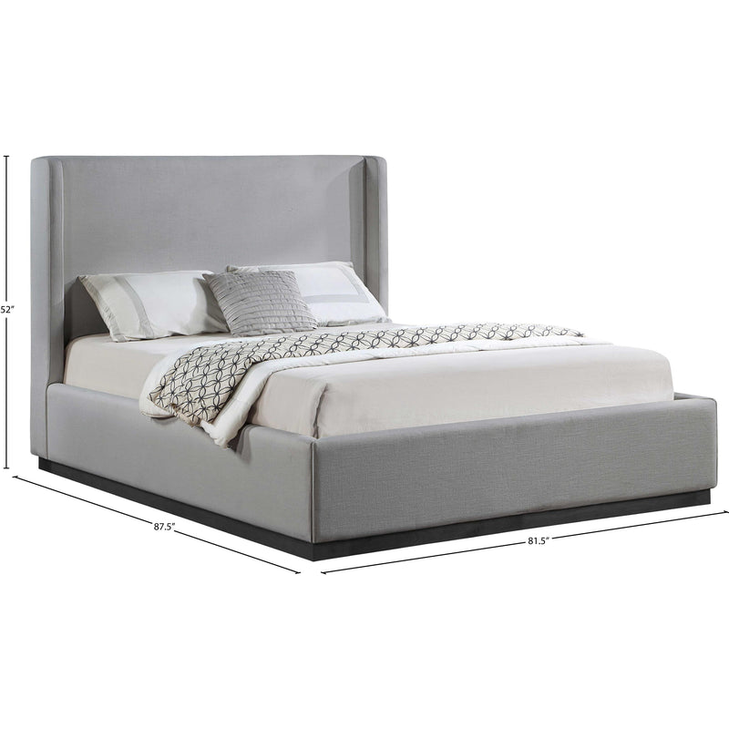 Meridian Flynn Grey Linen Textured Fabric King Bed IMAGE 8