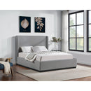 Meridian Flynn Grey Linen Textured Fabric Queen Bed IMAGE 2