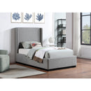 Meridian Flynn Grey Linen Textured Fabric Twin Bed IMAGE 2