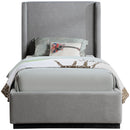 Meridian Flynn Grey Linen Textured Fabric Twin Bed IMAGE 3