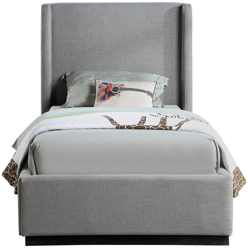 Meridian Flynn Grey Linen Textured Fabric Twin Bed IMAGE 3