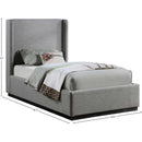 Meridian Flynn Grey Linen Textured Fabric Twin Bed IMAGE 8