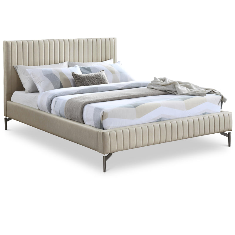Meridian Gallo Beige Vegan Leather Full Bed IMAGE 1