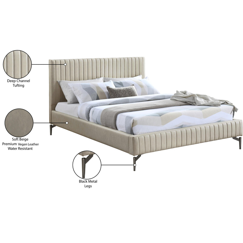 Meridian Gallo Beige Vegan Leather Queen Bed IMAGE 10