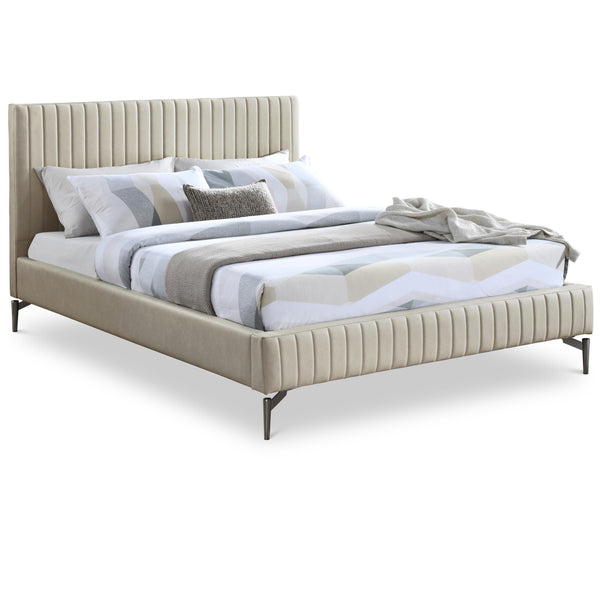 Meridian Gallo Beige Vegan Leather Queen Bed IMAGE 1
