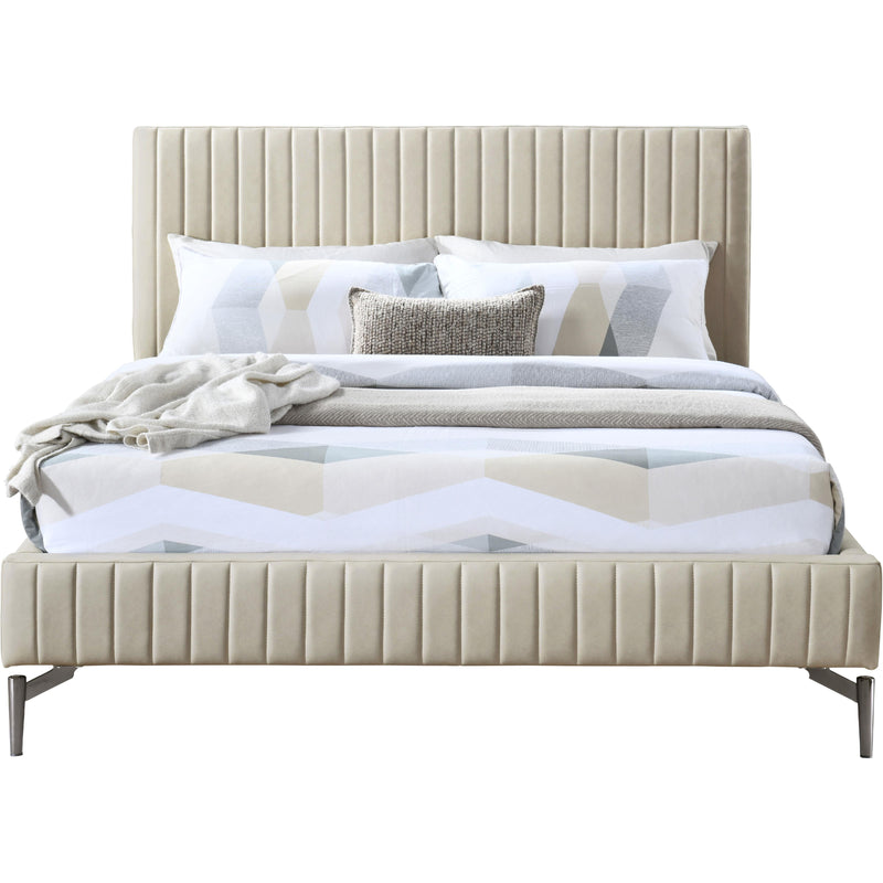 Meridian Gallo Beige Vegan Leather Queen Bed IMAGE 3