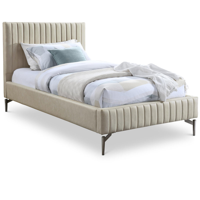 Meridian Gallo Beige Vegan Leather Twin Bed IMAGE 1
