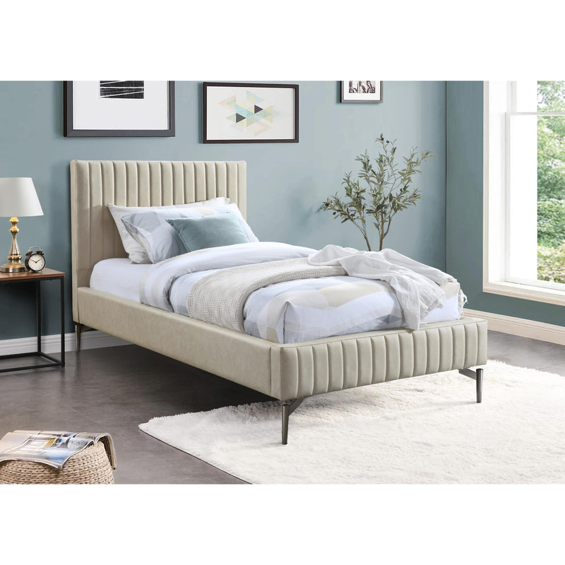 Meridian Gallo Beige Vegan Leather Twin Bed IMAGE 2