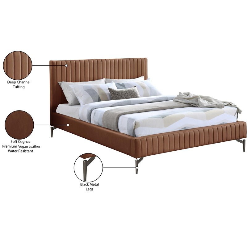 Meridian Gallo Cognac Vegan Leather Queen Bed IMAGE 10