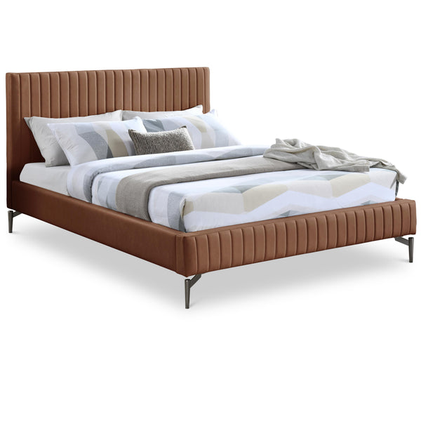 Meridian Gallo Cognac Vegan Leather Queen Bed IMAGE 1