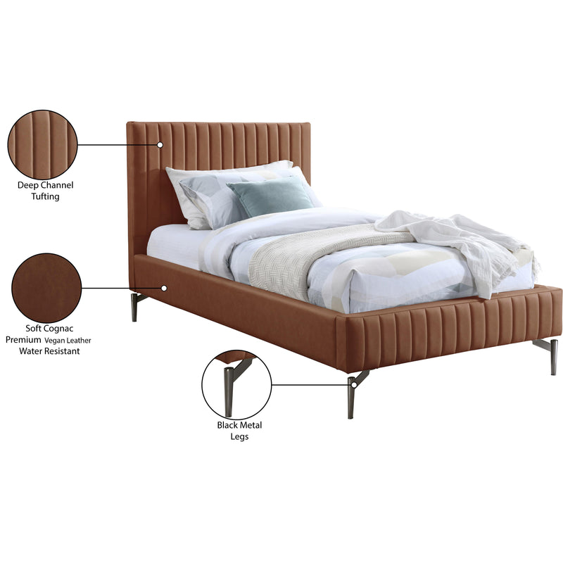 Meridian Gallo Cognac Vegan Leather Twin Bed IMAGE 10