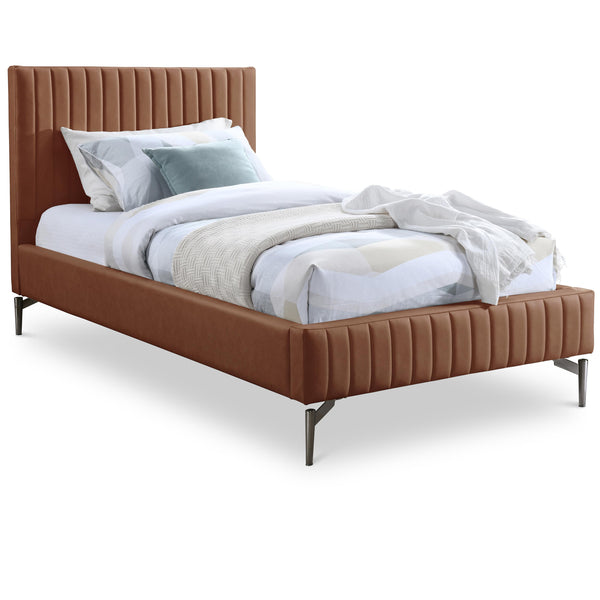 Meridian Gallo Cognac Vegan Leather Twin Bed IMAGE 1