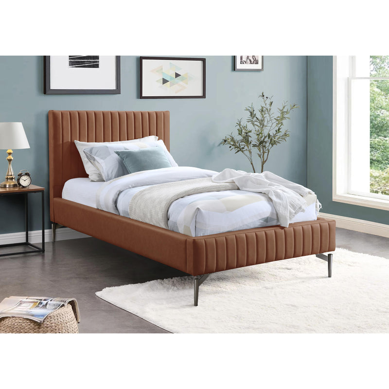 Meridian Gallo Cognac Vegan Leather Twin Bed IMAGE 2