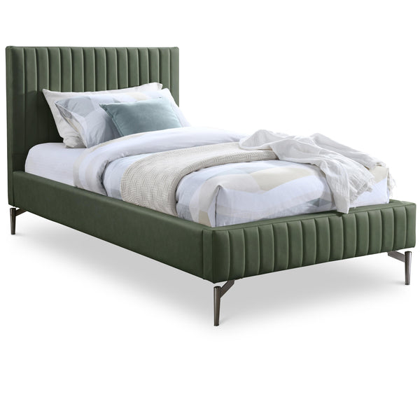 Meridian Gallo Green Vegan Leather Twin Bed IMAGE 1