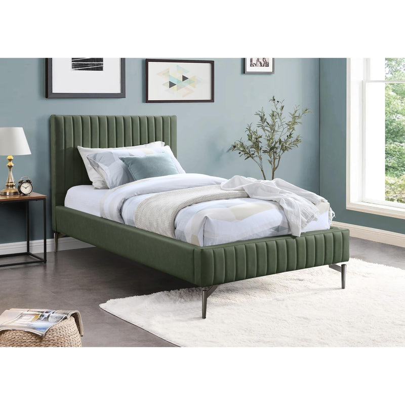 Meridian Gallo Green Vegan Leather Twin Bed IMAGE 2