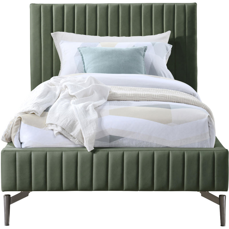 Meridian Gallo Green Vegan Leather Twin Bed IMAGE 3