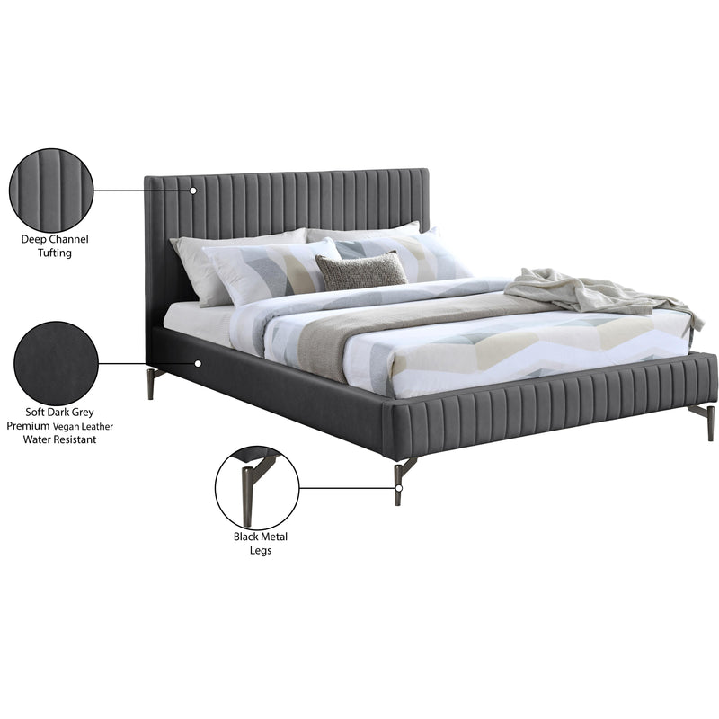 Meridian Gallo Dark Grey Vegan Leather King Bed IMAGE 10