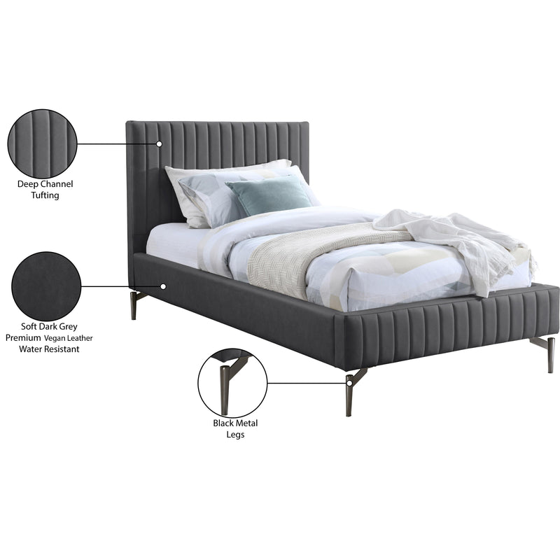 Meridian Gallo Dark Grey Vegan Leather Twin Bed IMAGE 10